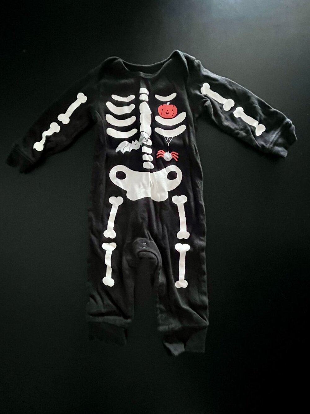 Halloween Baby Long Sleeve Onesie With Skeleton, 9 Months
